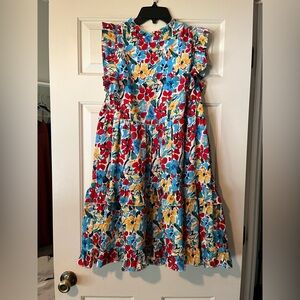 JODIFL Kids Floral Dress - Red, Blue, Yellow